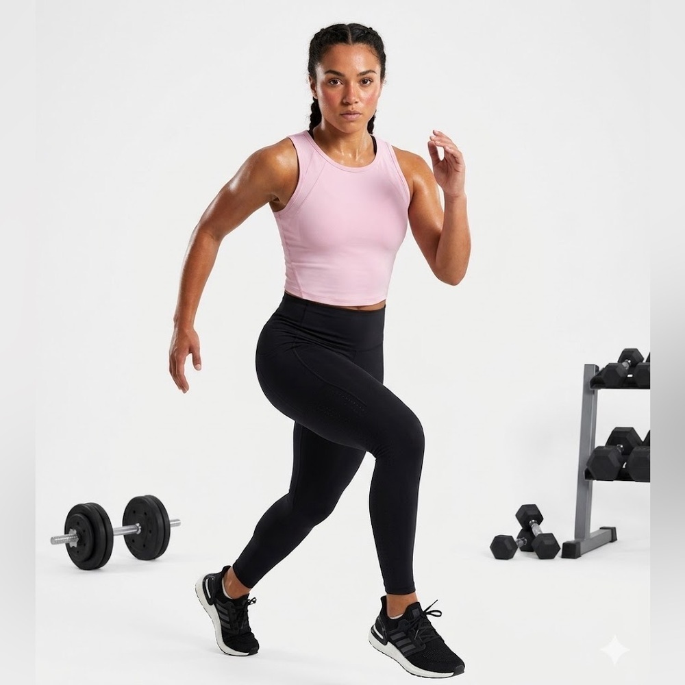 90 Degree By Reflex Pink Fitted Sleeveless Tank Top